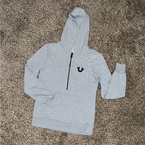 Gray Small True Religion Half Zip Hoodie - Picture 1 of 5